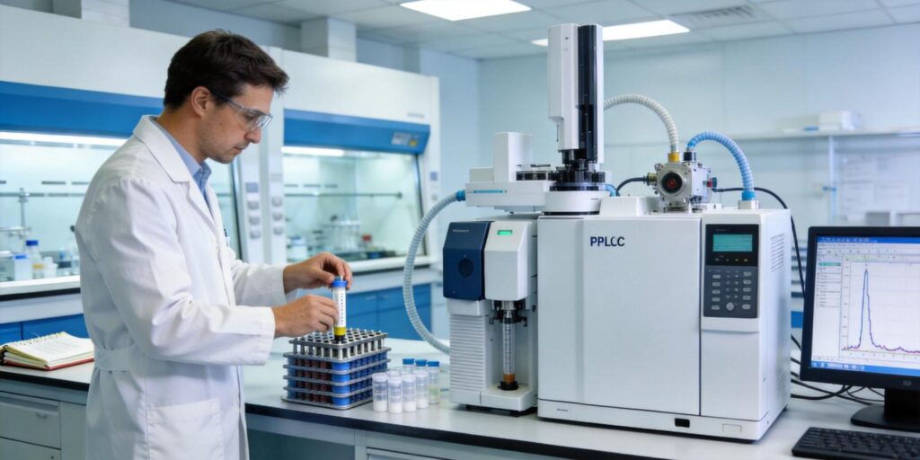 laboratory developing SPE sample preparation method for LC-MS
