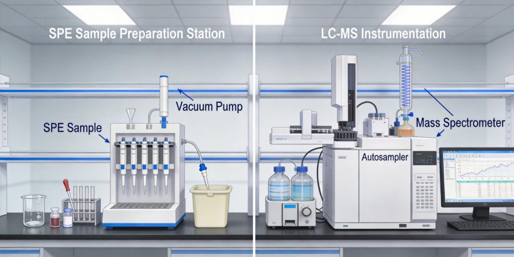 SPE sample preparation integrated with LC-MS analytical workflow