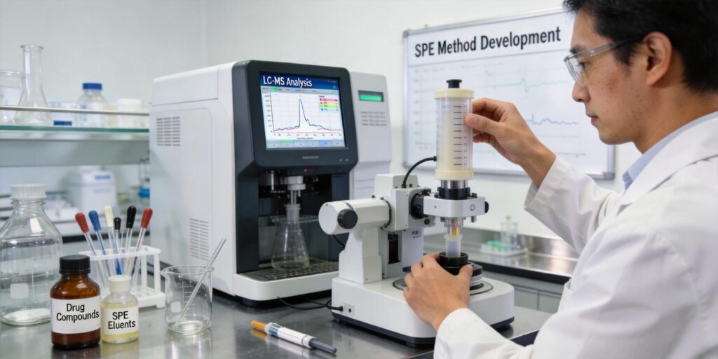 SPE method development process for basic pharmaceutical compounds