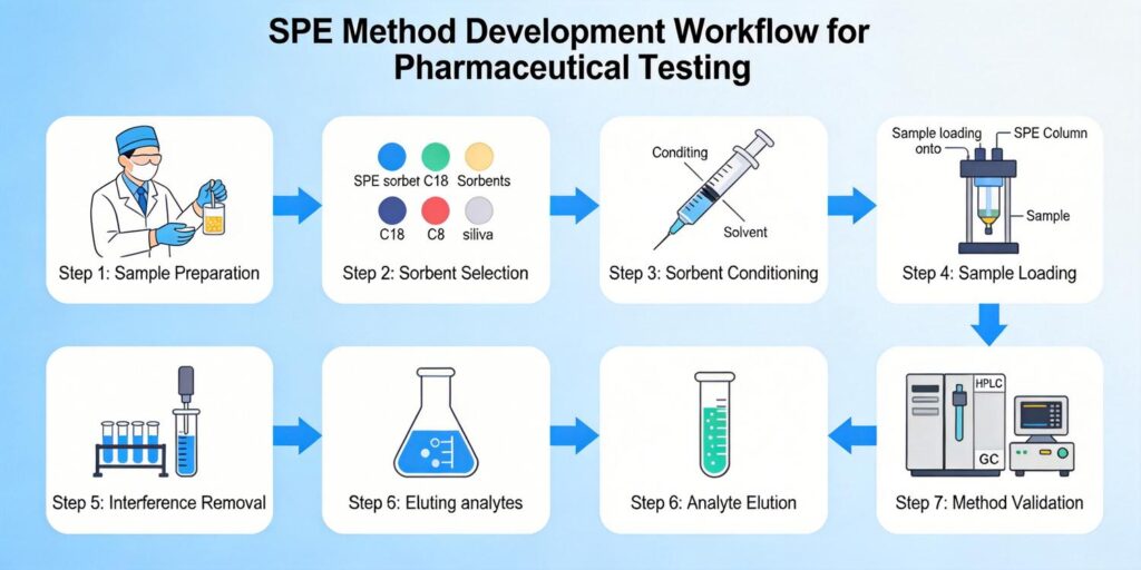 SPE method development workflow for pharmaceutical analysis