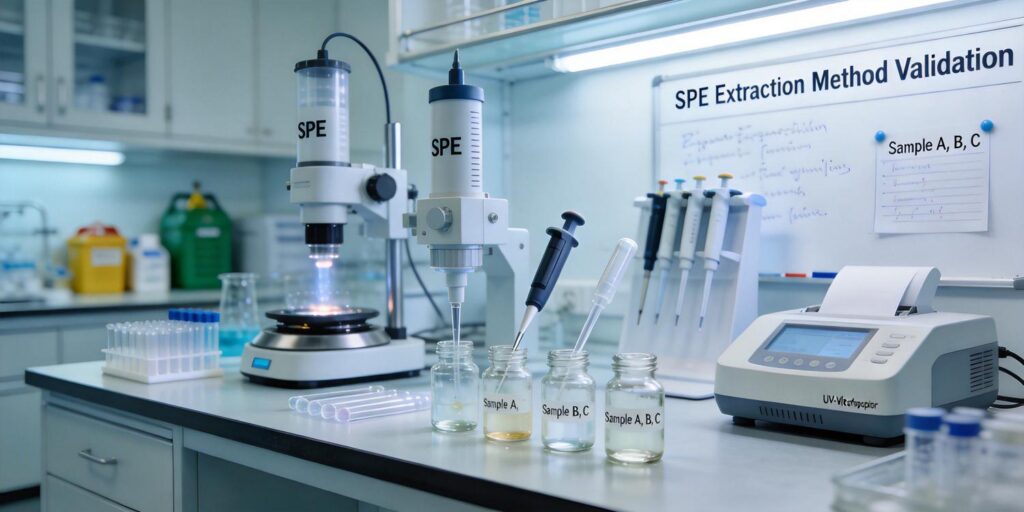 laboratory validating SPE extraction method performance