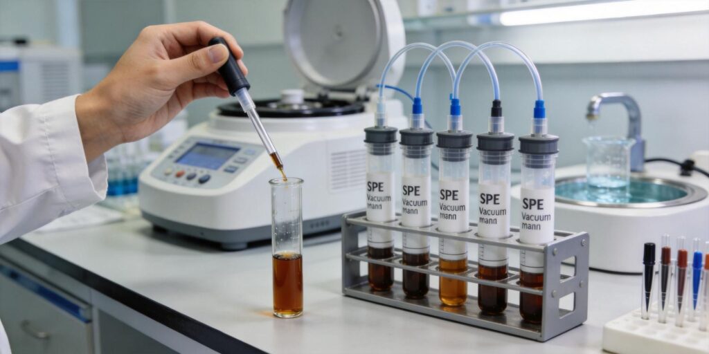 SPE extraction workflow isolating steroid hormones from serum samples