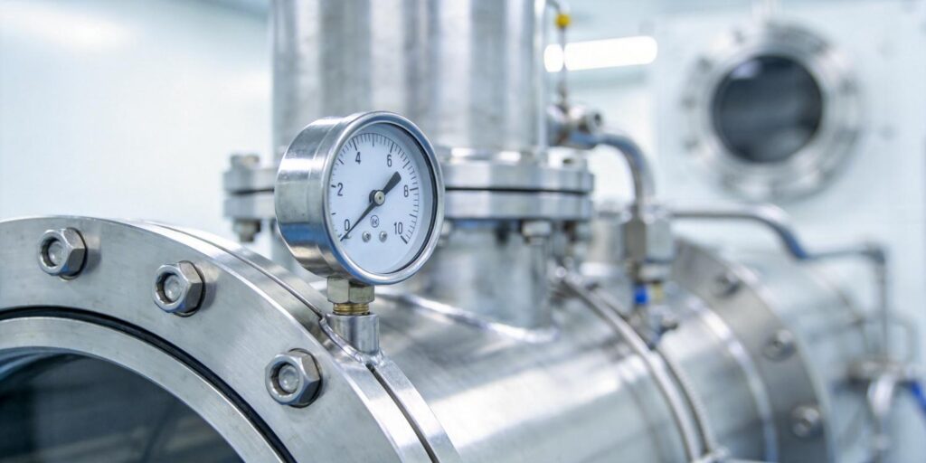 Vacuum gauge installed on PVD thin film deposition chamber