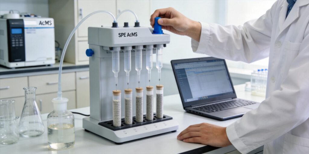 SPE cartridge concentrating trace pollutants from environmental samples