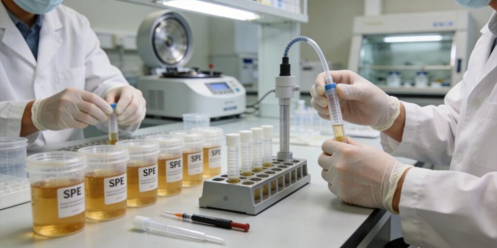 SPE cartridge extraction workflow for urine drug testing