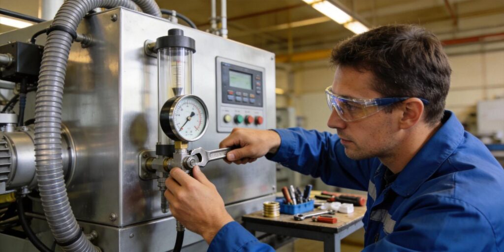 Vacuum gauge retrofit installation on coating machine