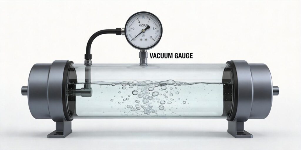 Vacuum gauge installed on degassing vacuum chamber