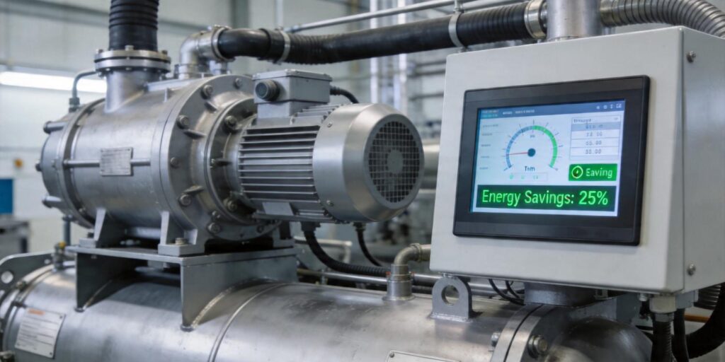 Vacuum pressure monitoring screen in industrial pump room