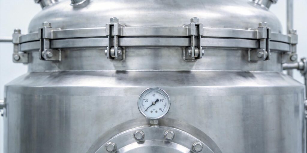 Vacuum gauge installed on industrial freeze dryer