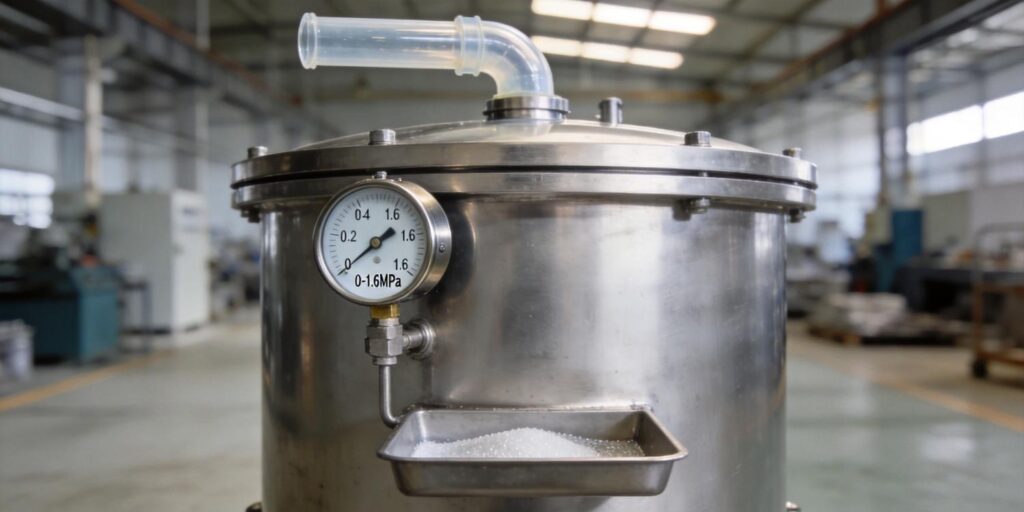 Vacuum gauge mounted on resin impregnation tank