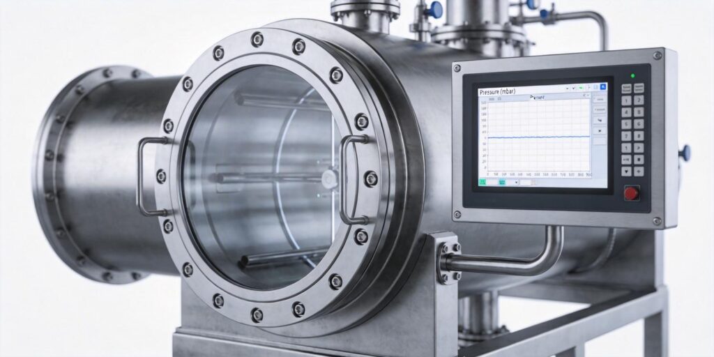 Stable vacuum pressure graph on industrial control panel