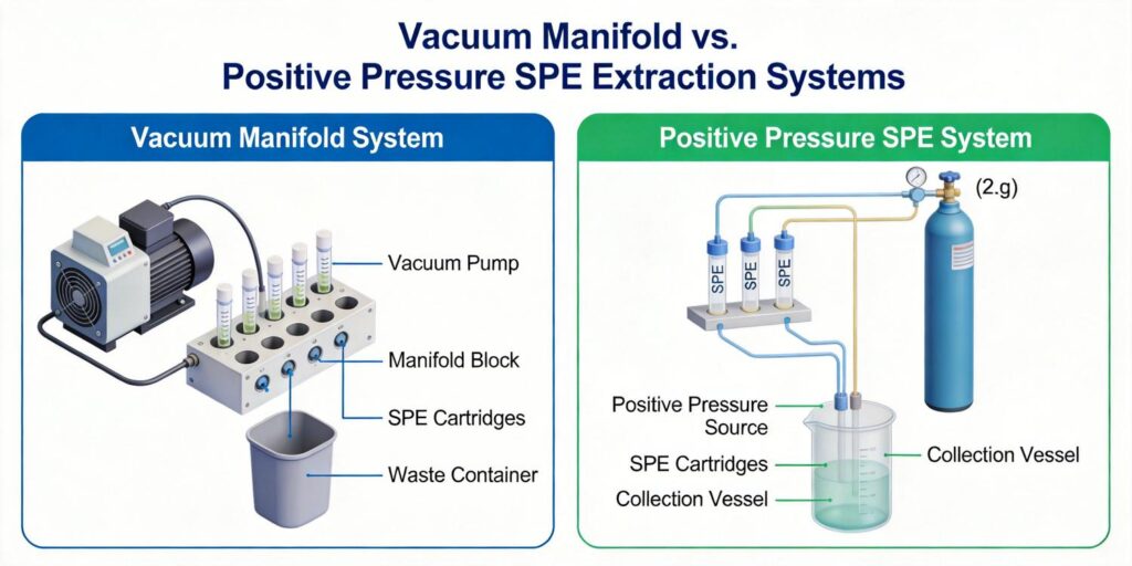 laboratory vacuum manifold SPE system in operation