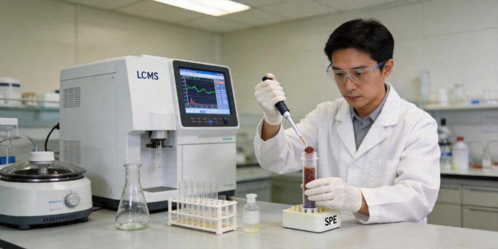 SPE extraction of hormone residues from animal tissue samples