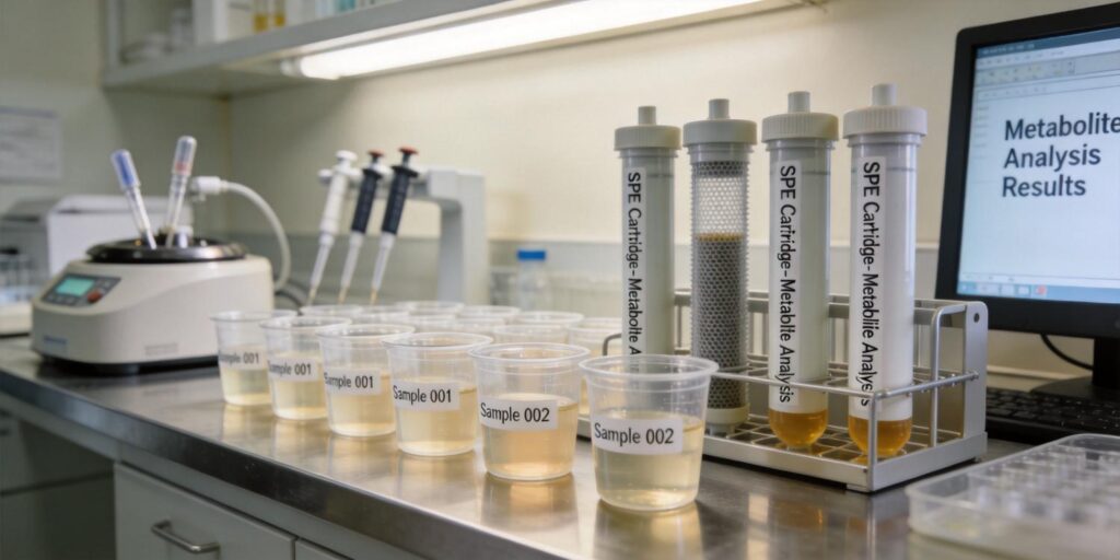 Clinical laboratory extraction of urine metabolites using WAX SPE cartridges