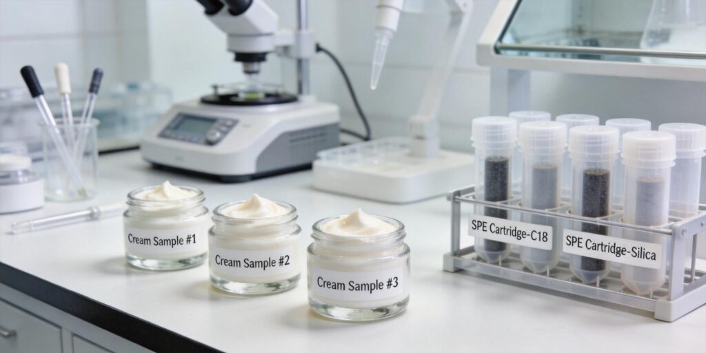 SPE cartridge cleaning cosmetic ingredient extracts