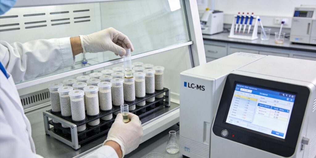 SPE cartridge used for drug metabolite extraction before LC-MS analysis