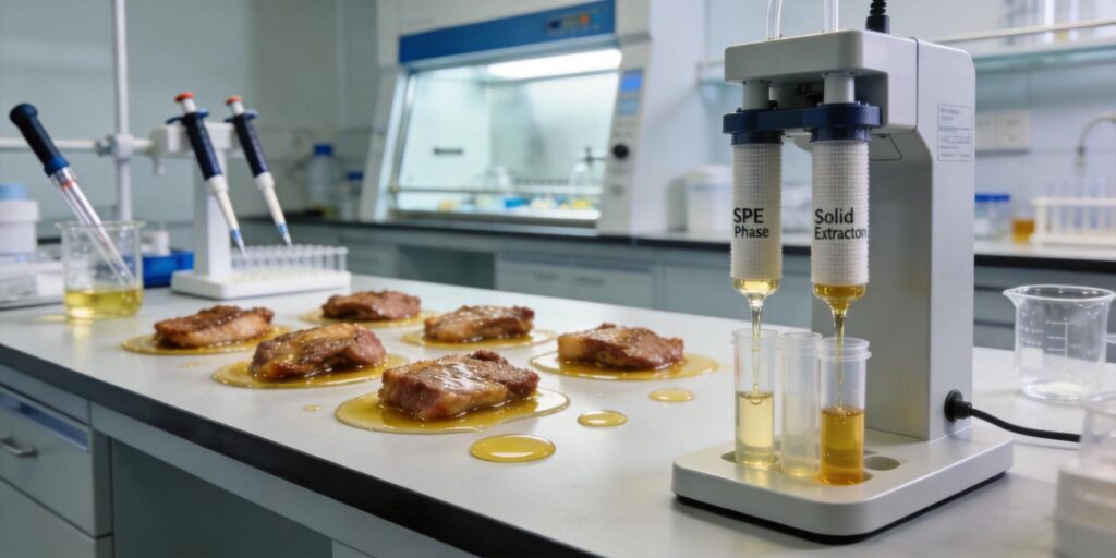 SPE cartridge removing lipids from food extract samples