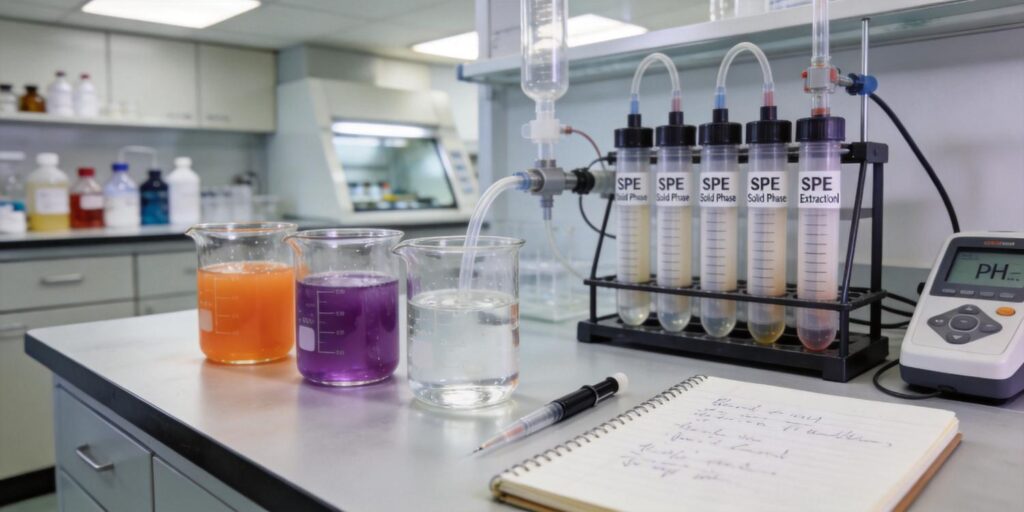 SPE cartridge extracting polyphenols from fruit juice samples