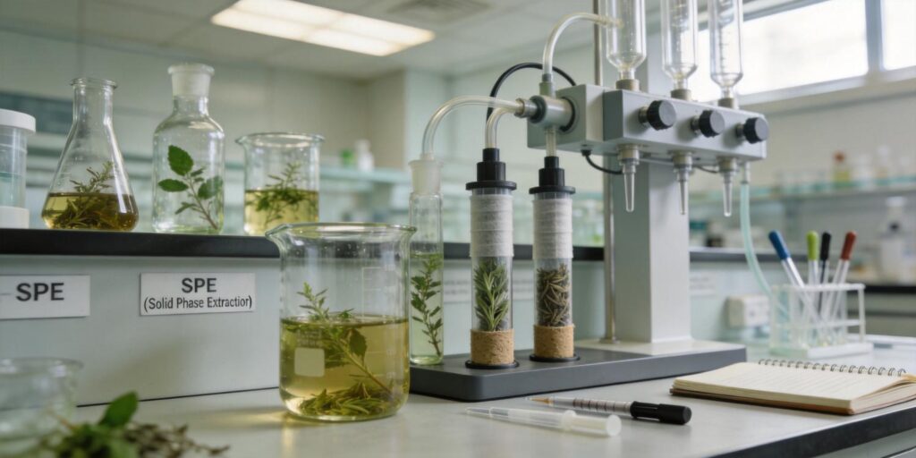 SPE cartridge extracting flavonoids from herbal plant extracts