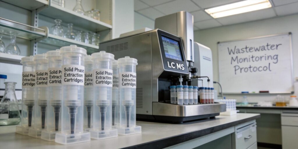 laboratory SPE extraction of caffeine from wastewater samples
