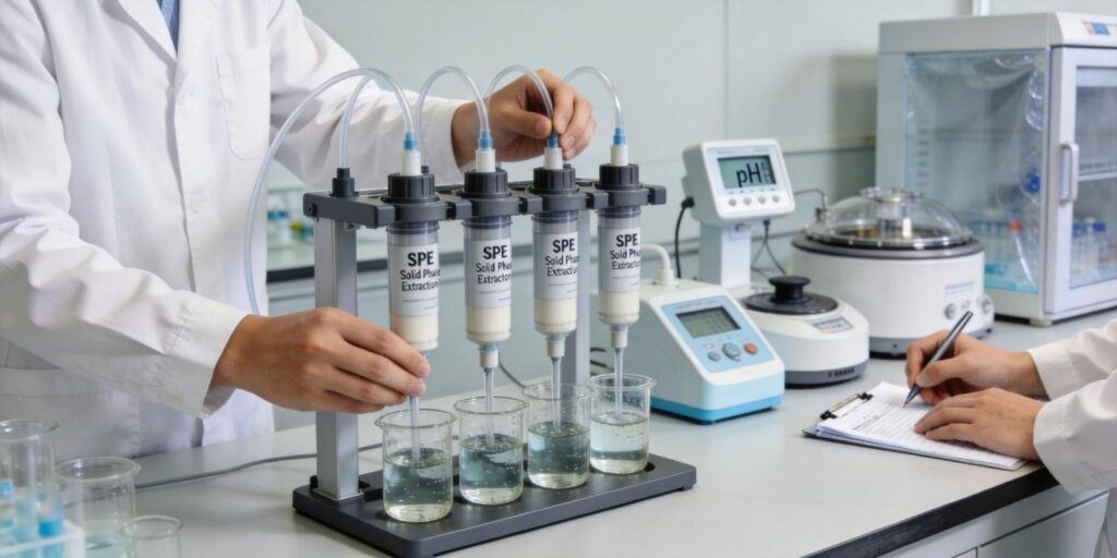 laboratory SPE extraction of personal care product residues from wastewater