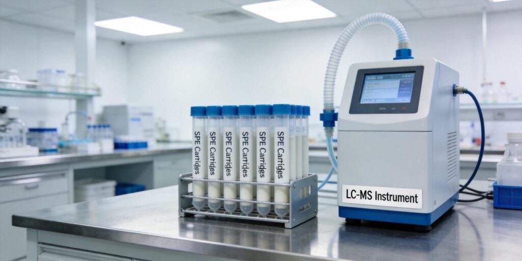 laboratory SPE extraction of pharmaceutical metabolites from wastewater