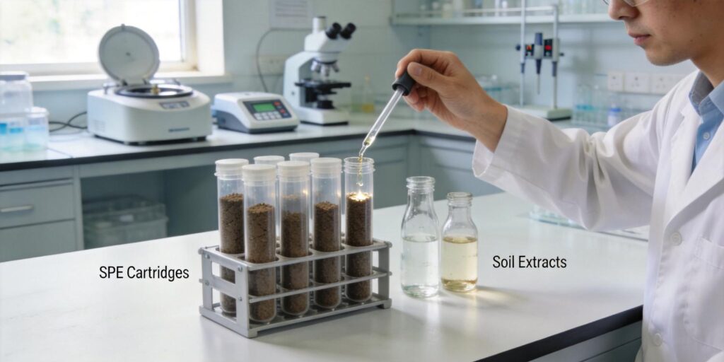 laboratory SPE extraction of phenolic acids from soil samples