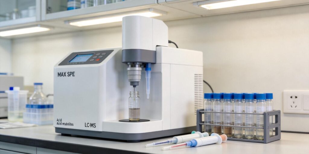 MAX SPE cartridge used to extract acidic metabolites from urine samples