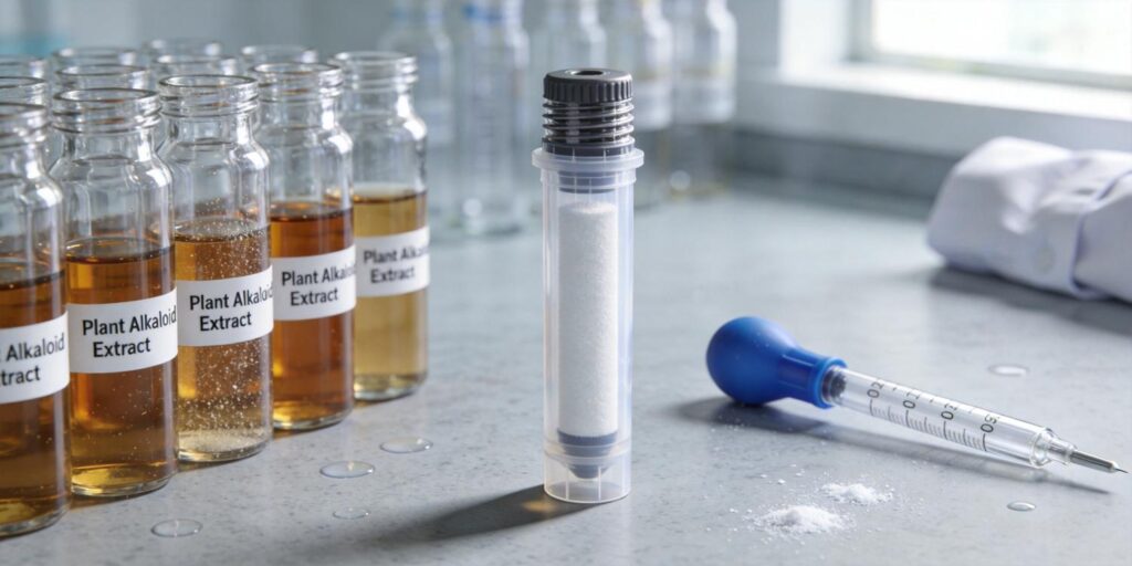 MCX SPE cartridge used to isolate alkaloids from plant extract samples