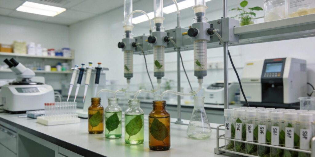 SPE cartridge extracting metabolites from plant extracts