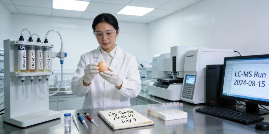 laboratory SPE extraction used for antibiotic residue analysis in eggs