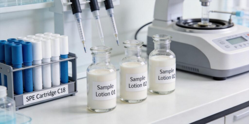 laboratory SPE extraction used for paraben testing in cosmetics
