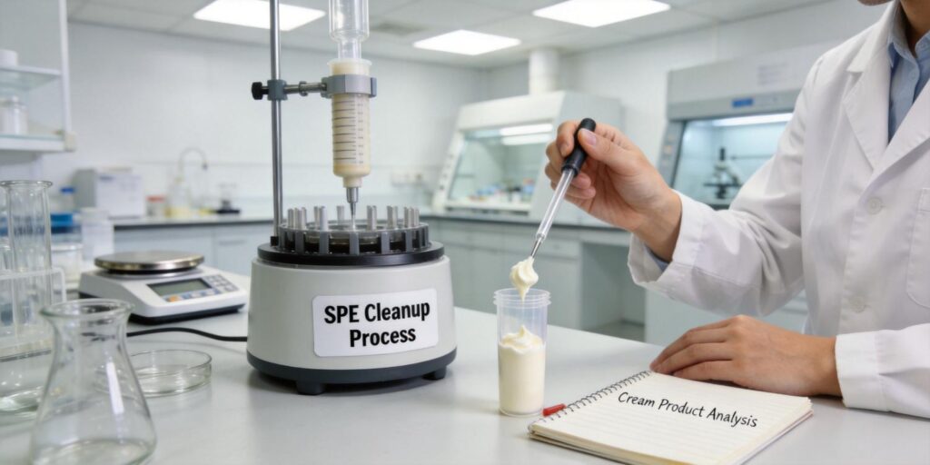 laboratory SPE cleanup used for cosmetic preservative testing