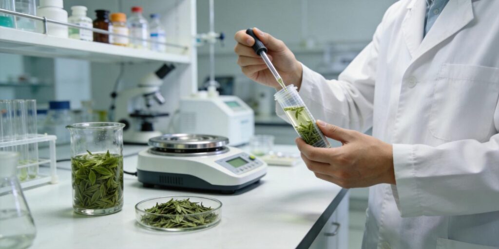laboratory SPE extraction used for pesticide testing in tea samples