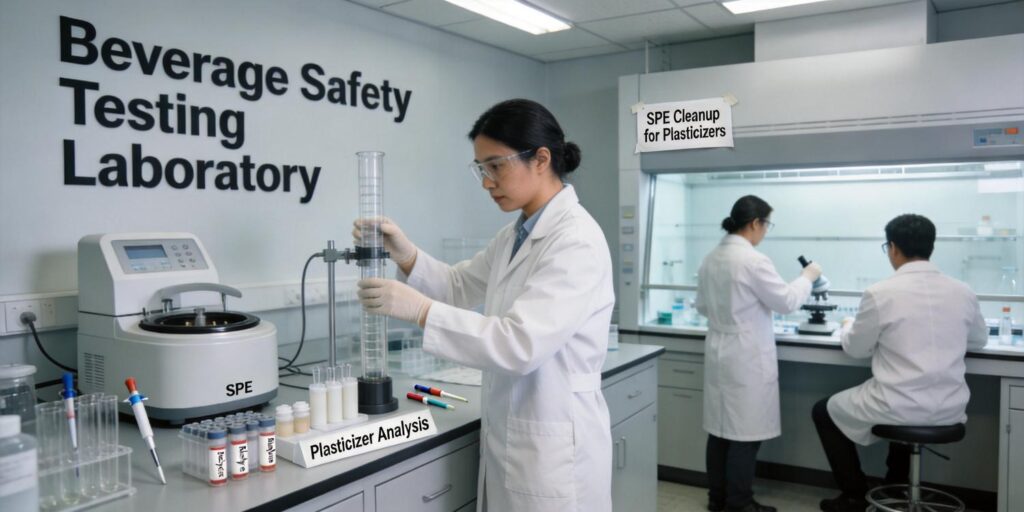 laboratory SPE extraction of plasticizer contaminants from beverage samples