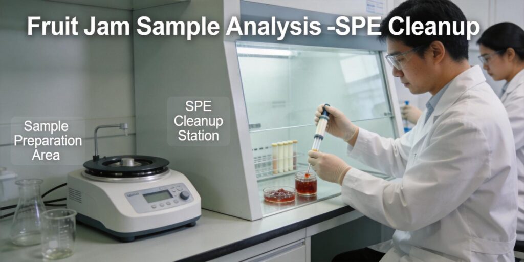 laboratory SPE cleanup used for preservative testing in fruit jam