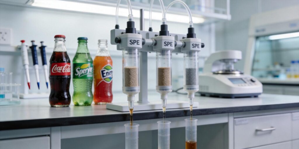 SPE cartridge extracting artificial sweeteners from beverage samples