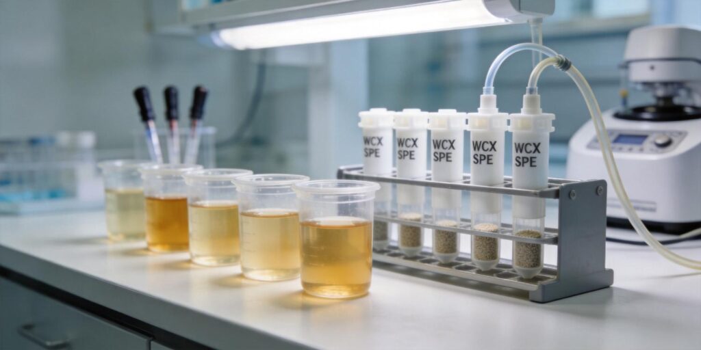 WCX SPE cartridge extracting metabolites from urine samples