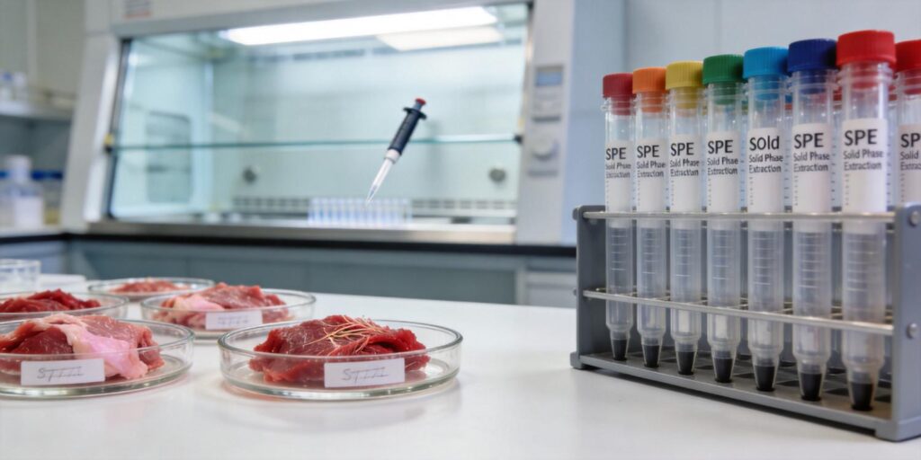 SPE cartridge used for veterinary drug residue extraction from meat samples