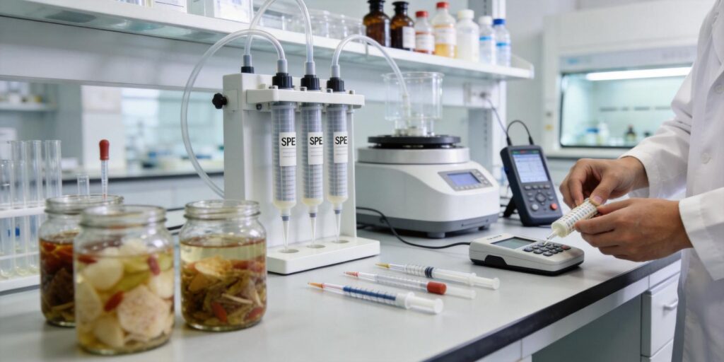 laboratory SPE extraction of organic acids from fermented food samples