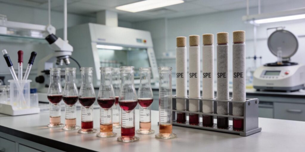 SPE cartridge extracting phenolic compounds from wine samples
